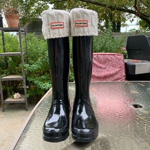Hunter White Knit Boot Socks- Size Large